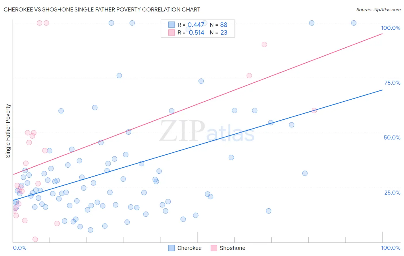 Cherokee vs Shoshone Single Father Poverty