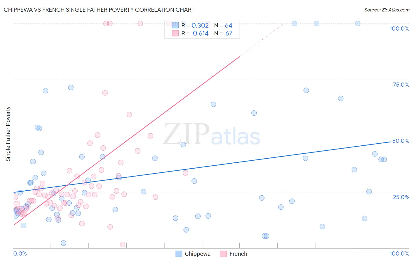 Chippewa vs French Single Father Poverty