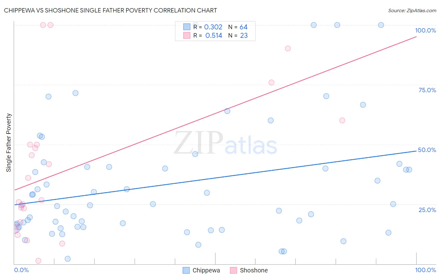 Chippewa vs Shoshone Single Father Poverty