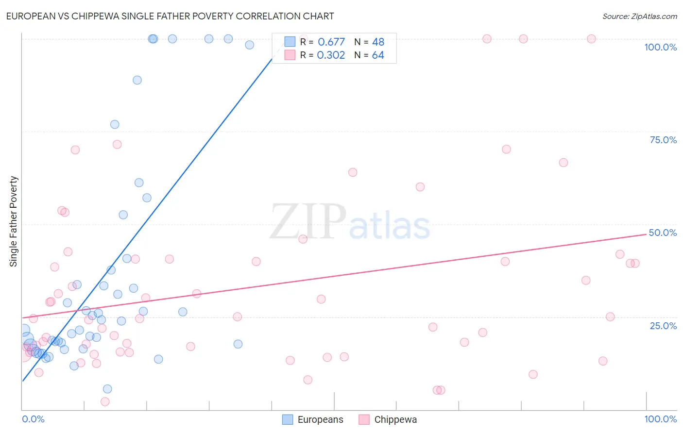 European vs Chippewa Single Father Poverty