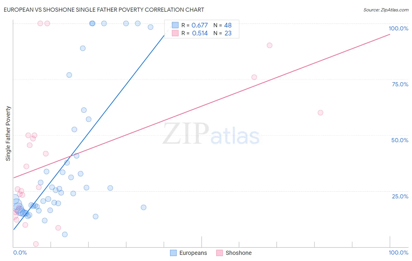 European vs Shoshone Single Father Poverty