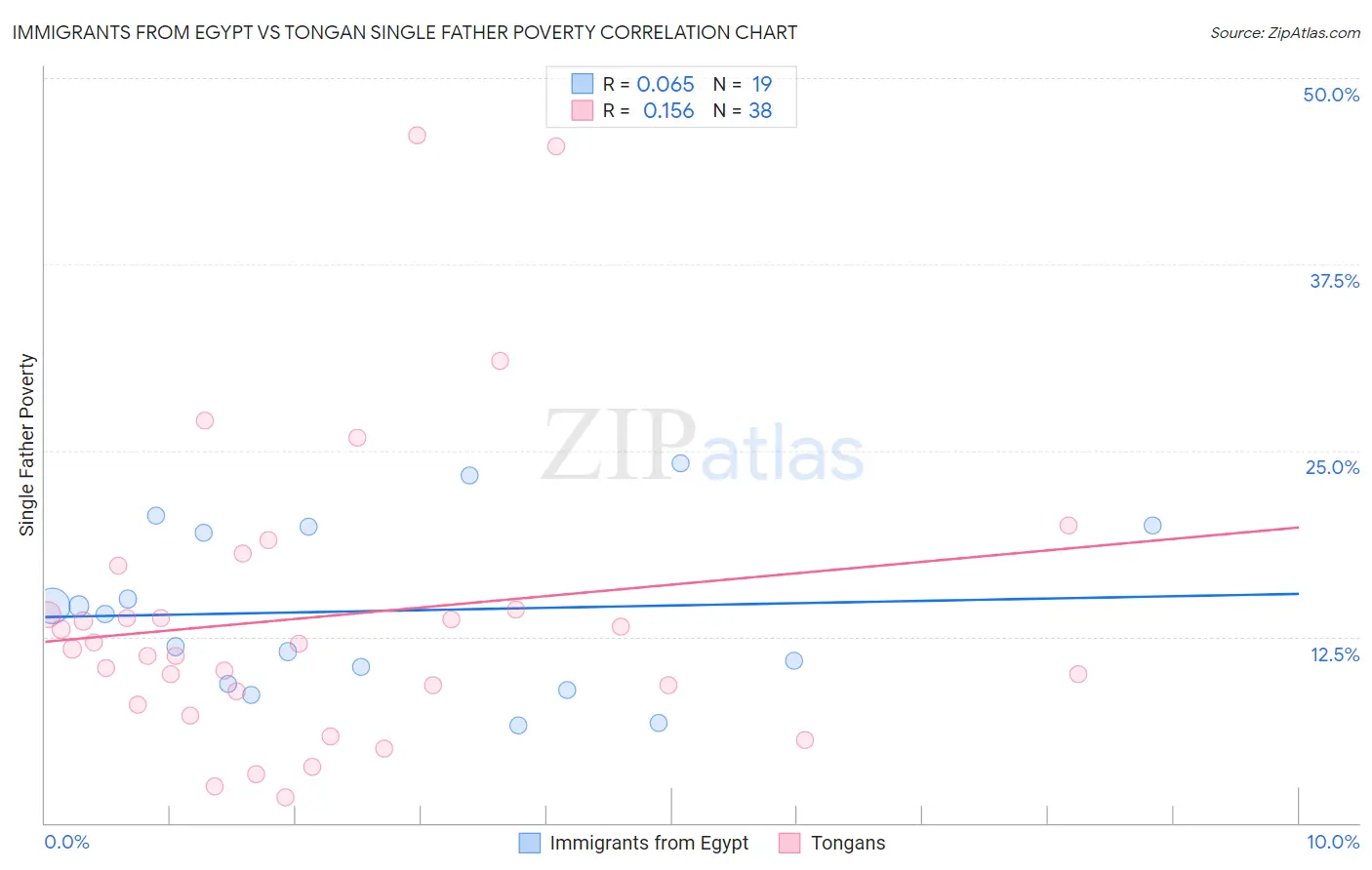 Immigrants from Egypt vs Tongan Single Father Poverty