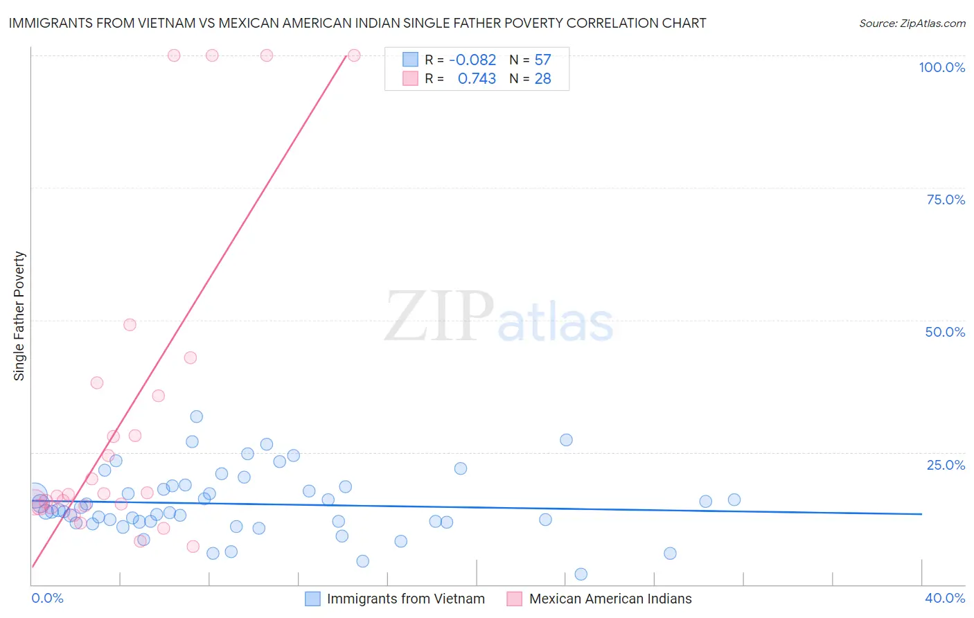 Immigrants from Vietnam vs Mexican American Indian Single Father Poverty