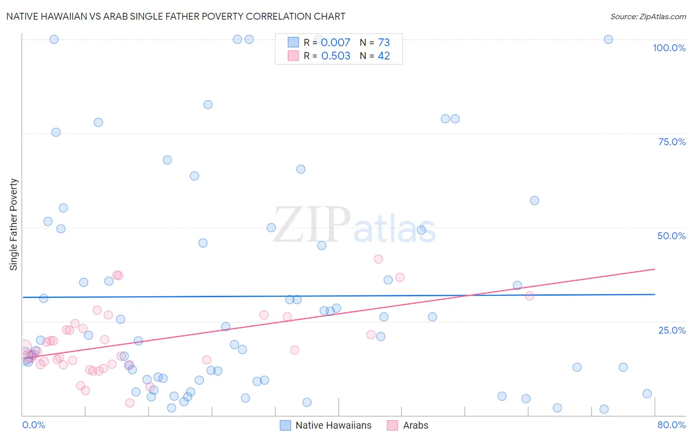 Native Hawaiian vs Arab Single Father Poverty