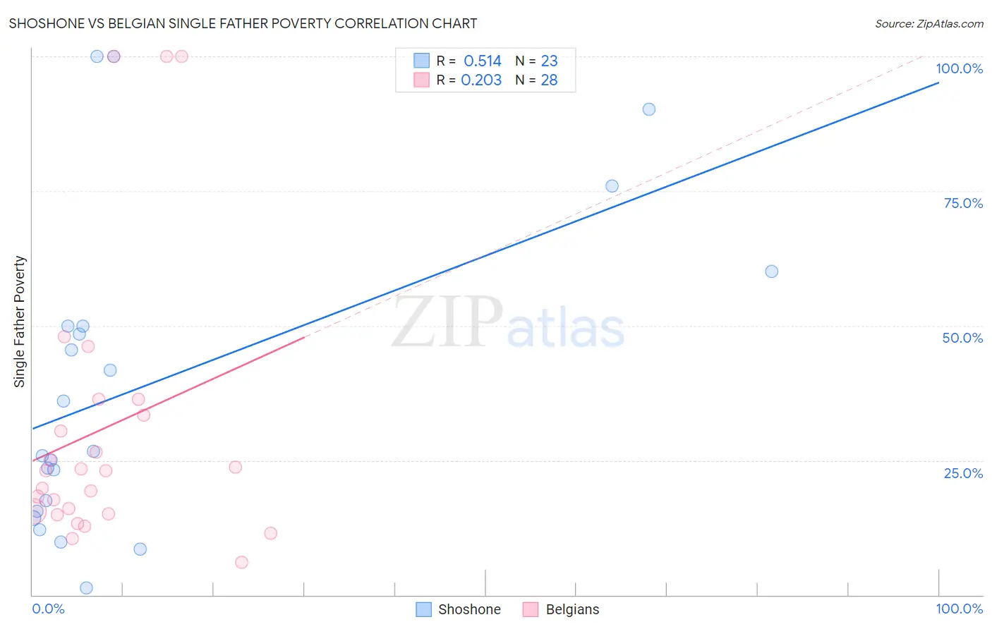 Shoshone vs Belgian Single Father Poverty