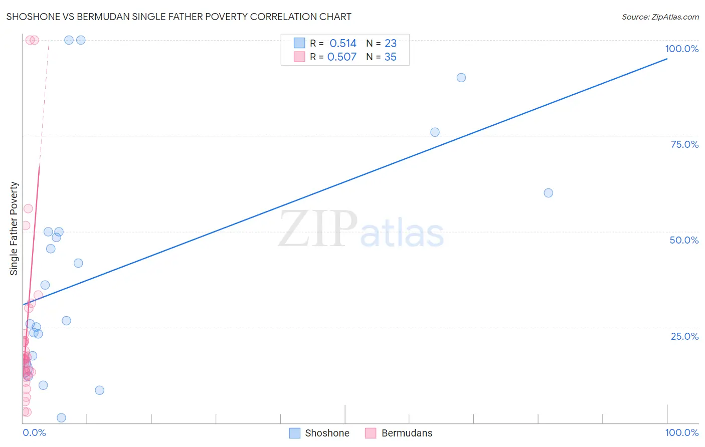 Shoshone vs Bermudan Single Father Poverty