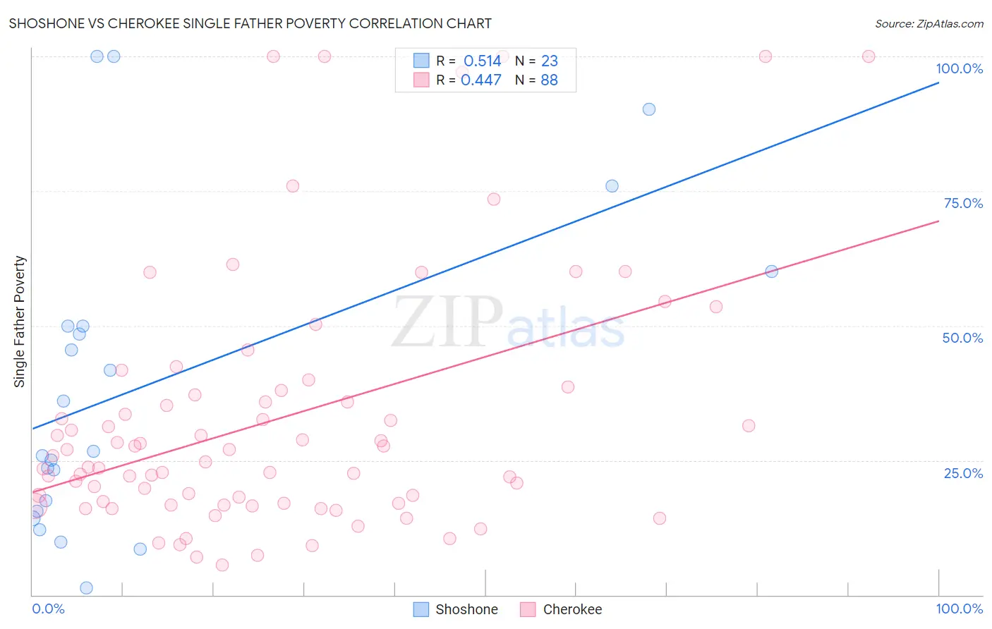 Shoshone vs Cherokee Single Father Poverty