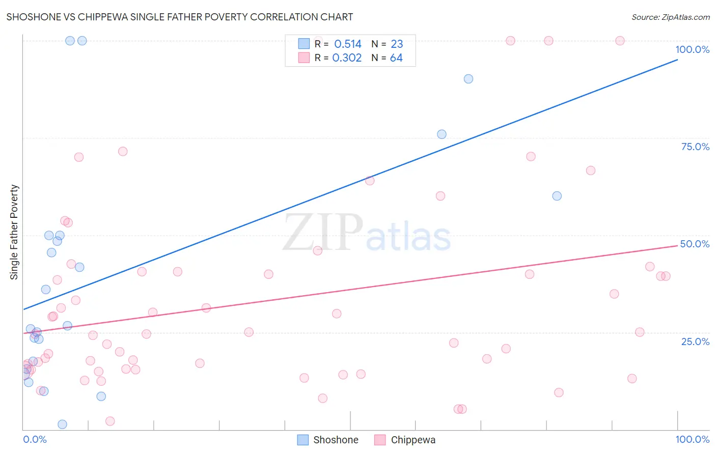 Shoshone vs Chippewa Single Father Poverty