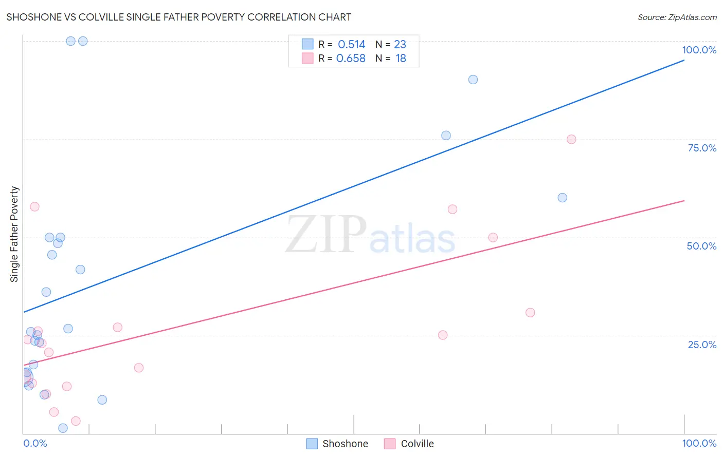 Shoshone vs Colville Single Father Poverty