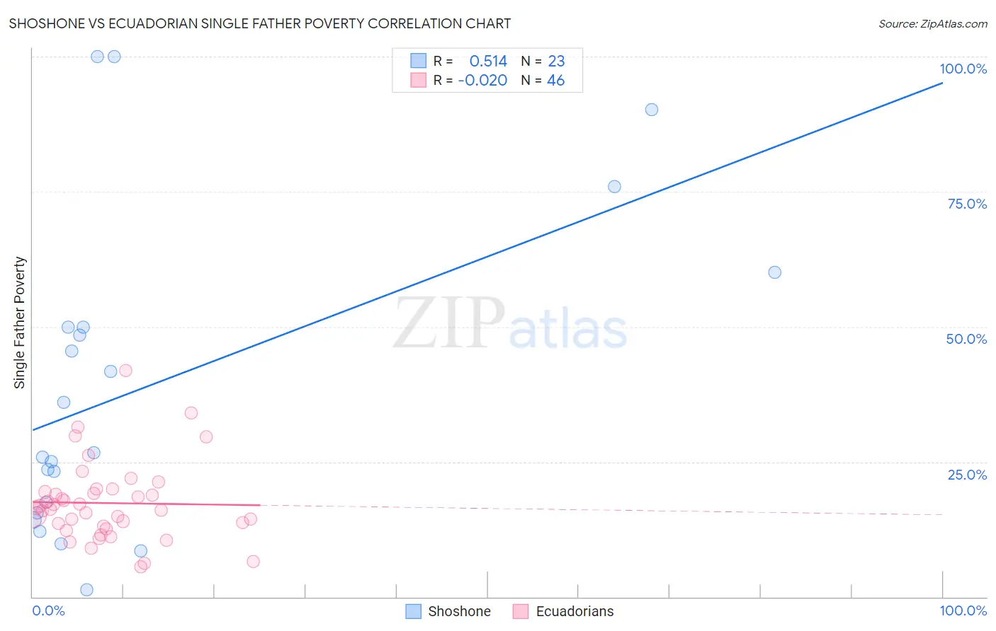Shoshone vs Ecuadorian Single Father Poverty