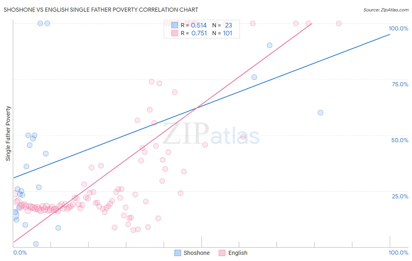 Shoshone vs English Single Father Poverty