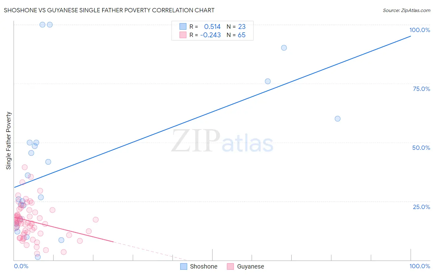 Shoshone vs Guyanese Single Father Poverty