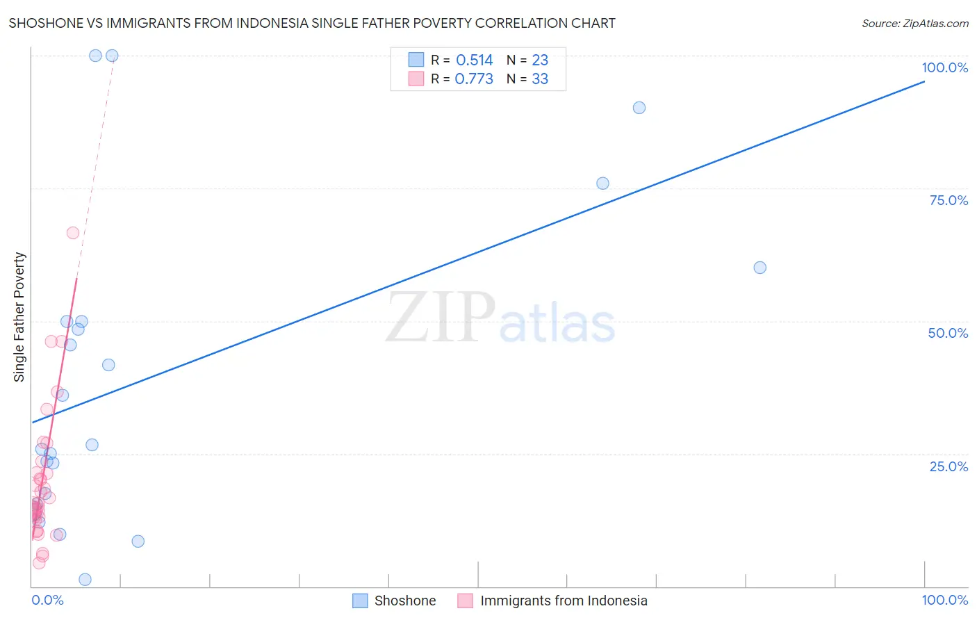 Shoshone vs Immigrants from Indonesia Single Father Poverty