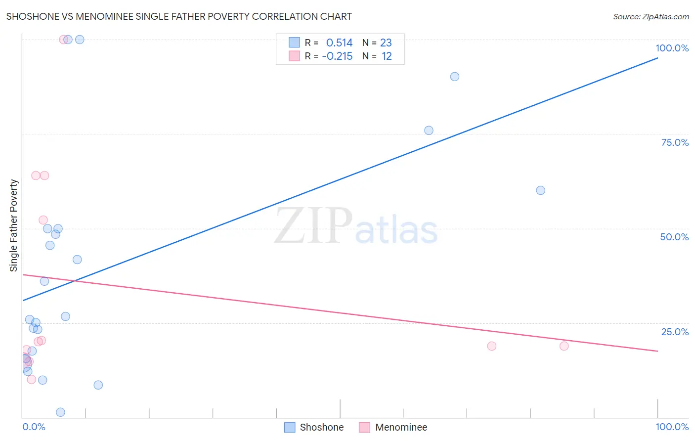 Shoshone vs Menominee Single Father Poverty