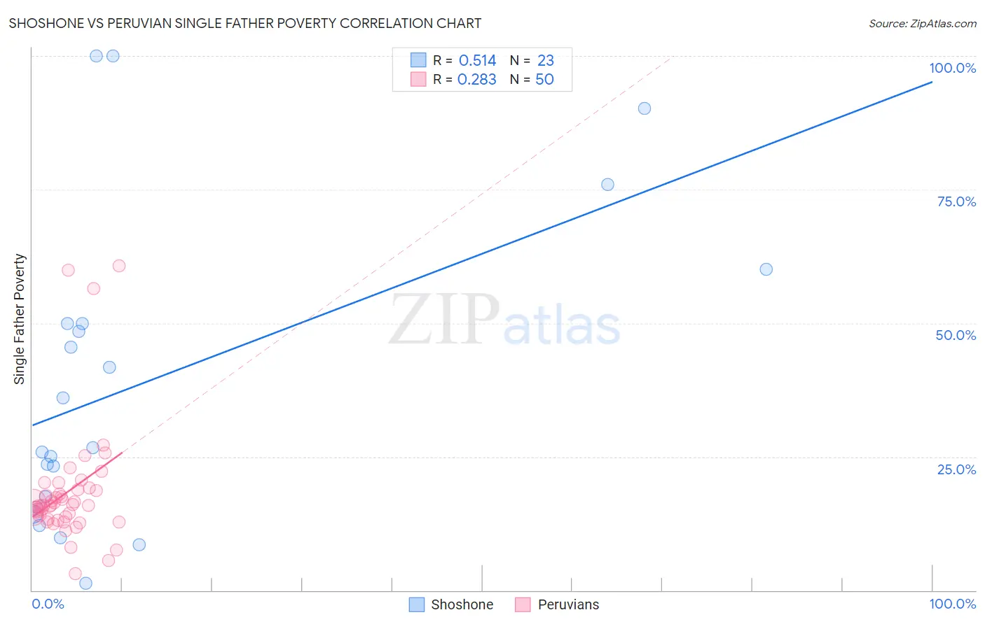 Shoshone vs Peruvian Single Father Poverty