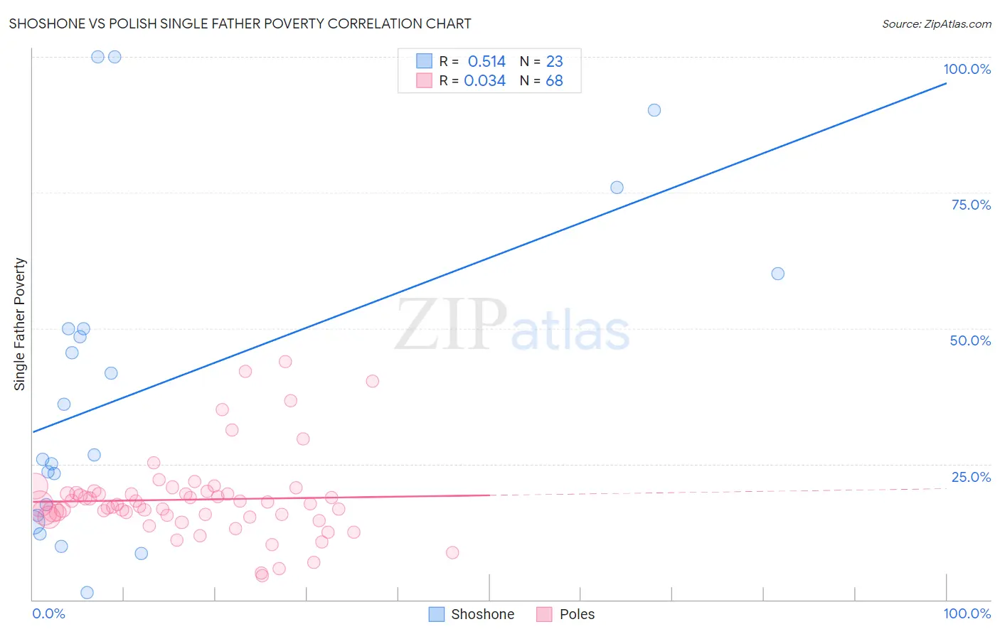 Shoshone vs Polish Single Father Poverty