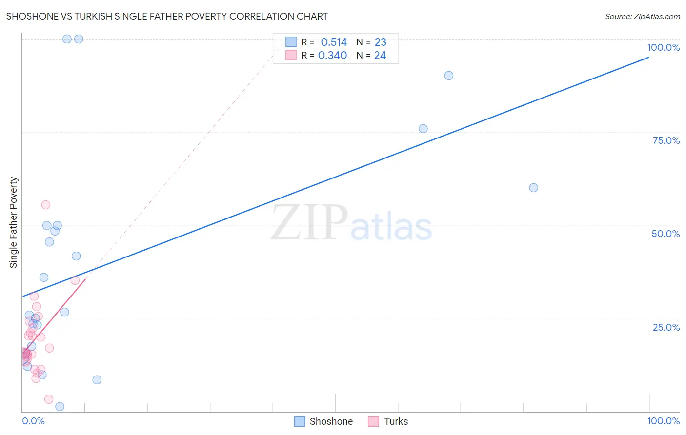 Shoshone vs Turkish Single Father Poverty