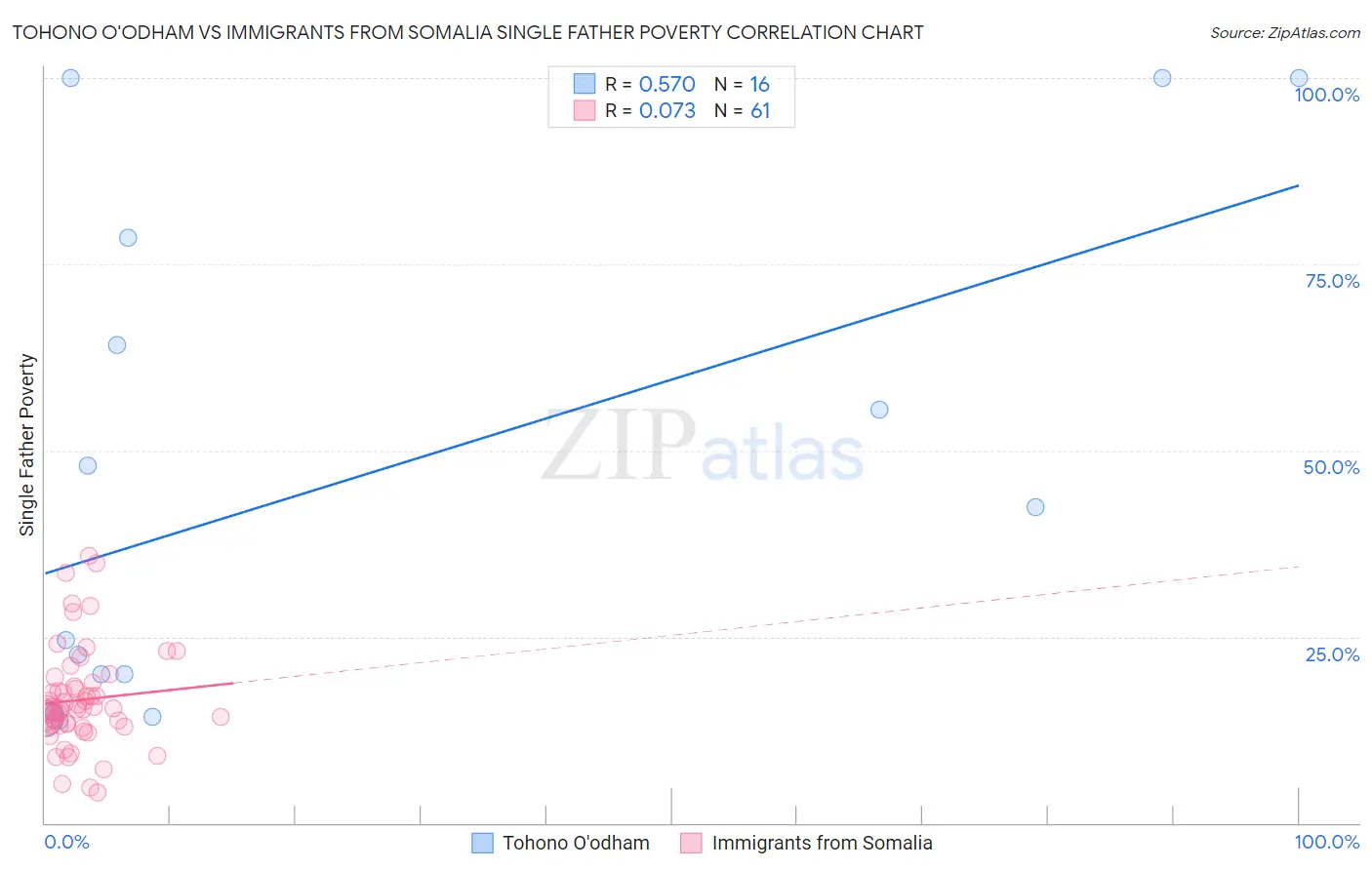 Tohono O'odham vs Immigrants from Somalia Single Father Poverty