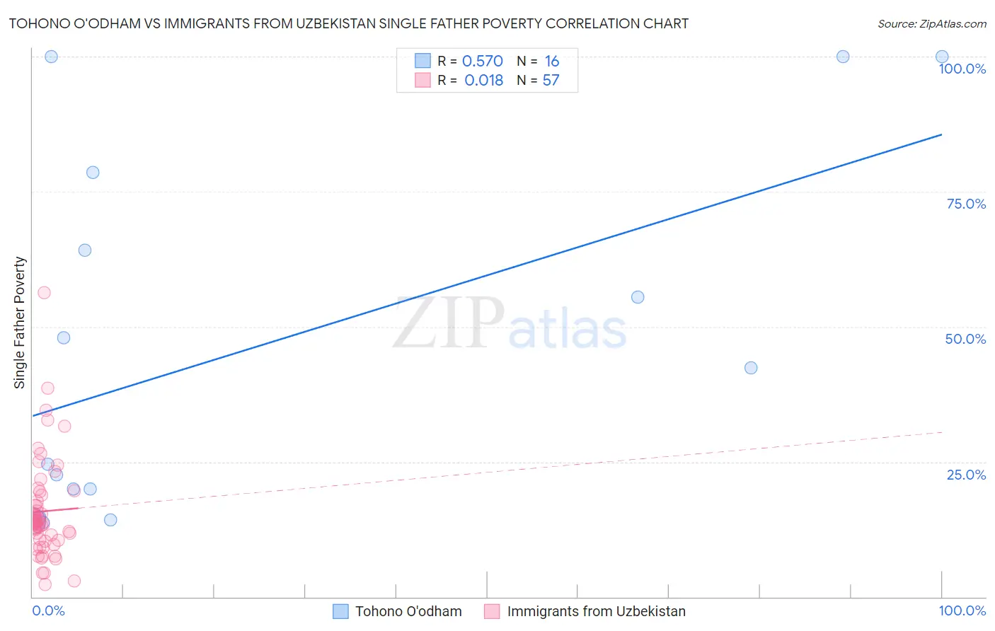 Tohono O'odham vs Immigrants from Uzbekistan Single Father Poverty