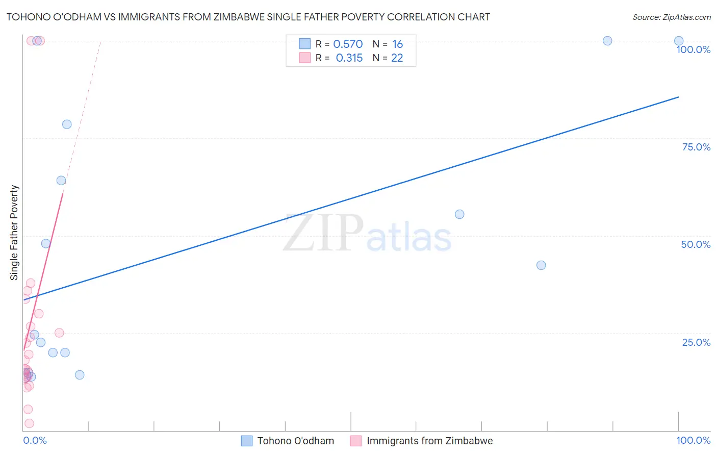 Tohono O'odham vs Immigrants from Zimbabwe Single Father Poverty