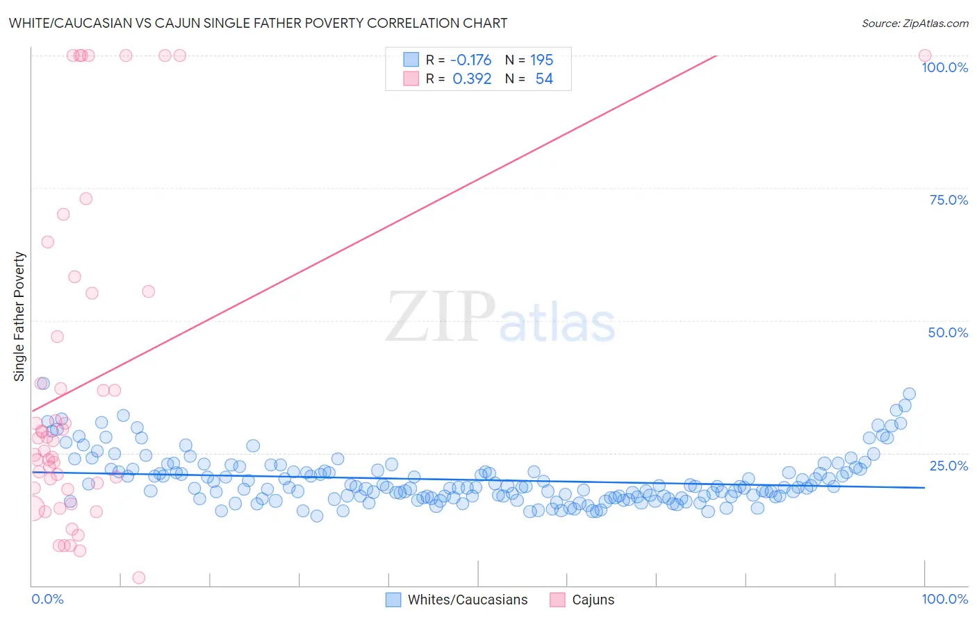 White/Caucasian vs Cajun Single Father Poverty