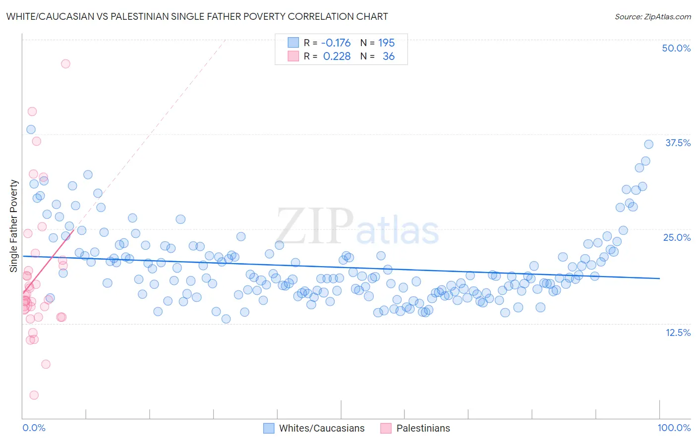 White/Caucasian vs Palestinian Single Father Poverty