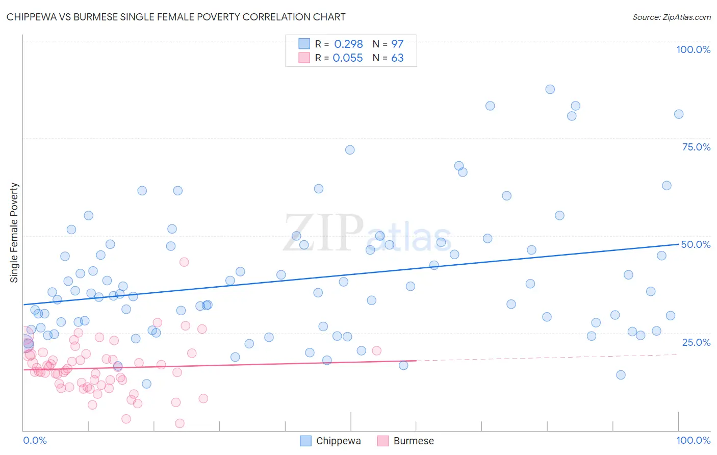 Chippewa vs Burmese Single Female Poverty