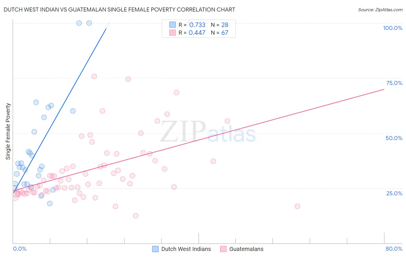 Dutch West Indian vs Guatemalan Single Female Poverty