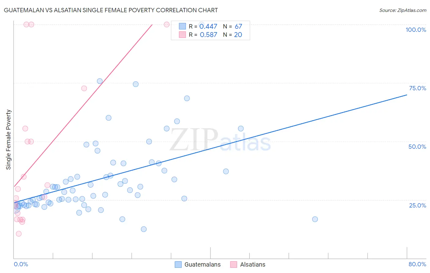 Guatemalan vs Alsatian Single Female Poverty