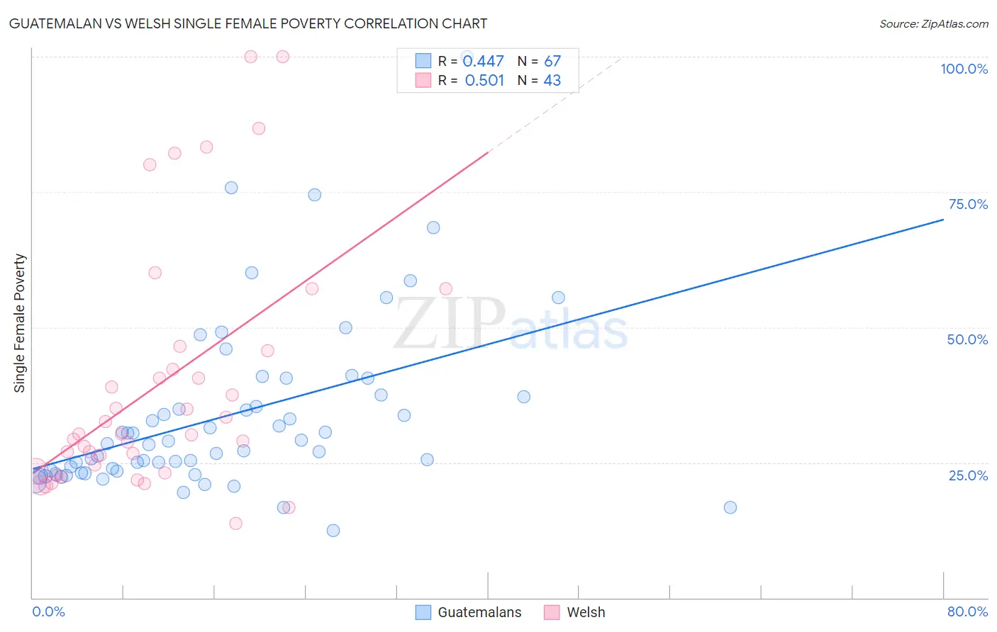 Guatemalan vs Welsh Single Female Poverty