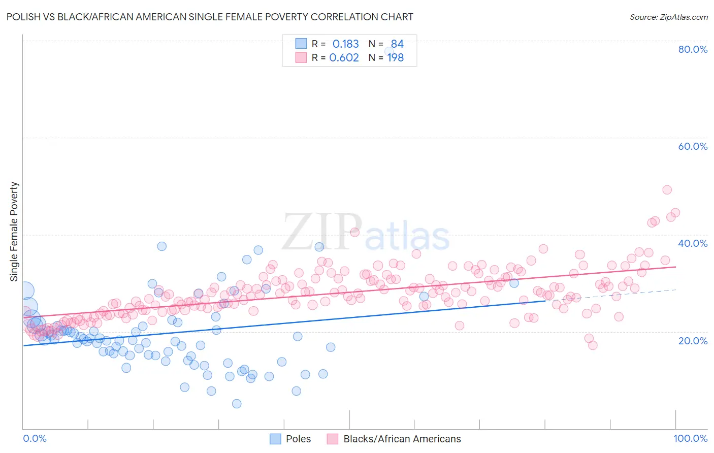 Polish vs Black/African American Single Female Poverty
