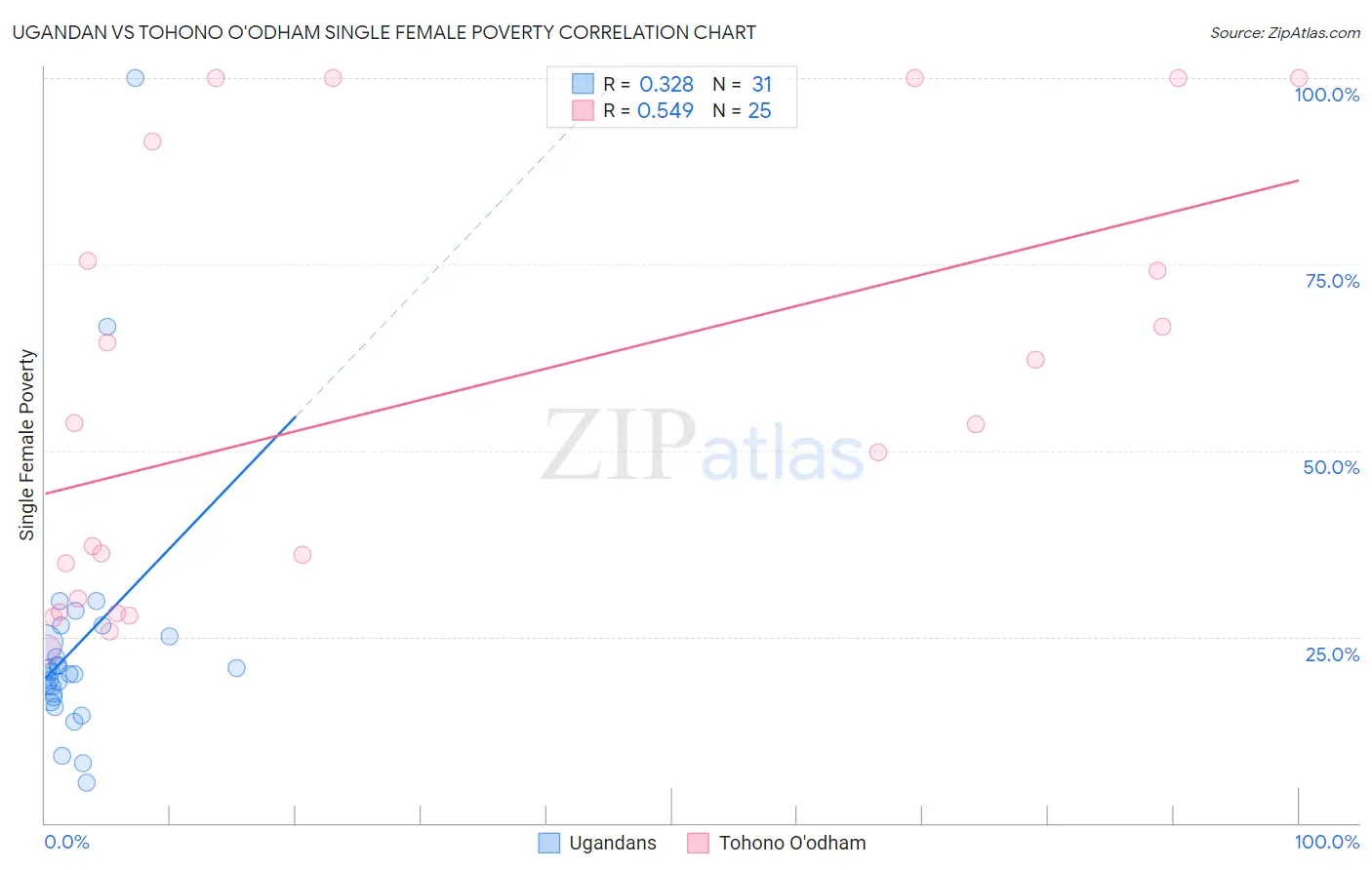 Ugandan vs Tohono O'odham Single Female Poverty