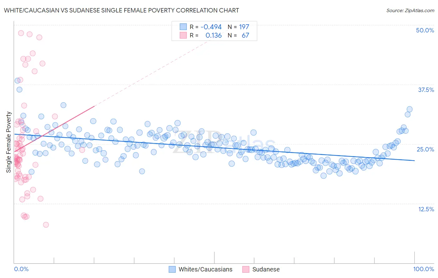 White/Caucasian vs Sudanese Single Female Poverty