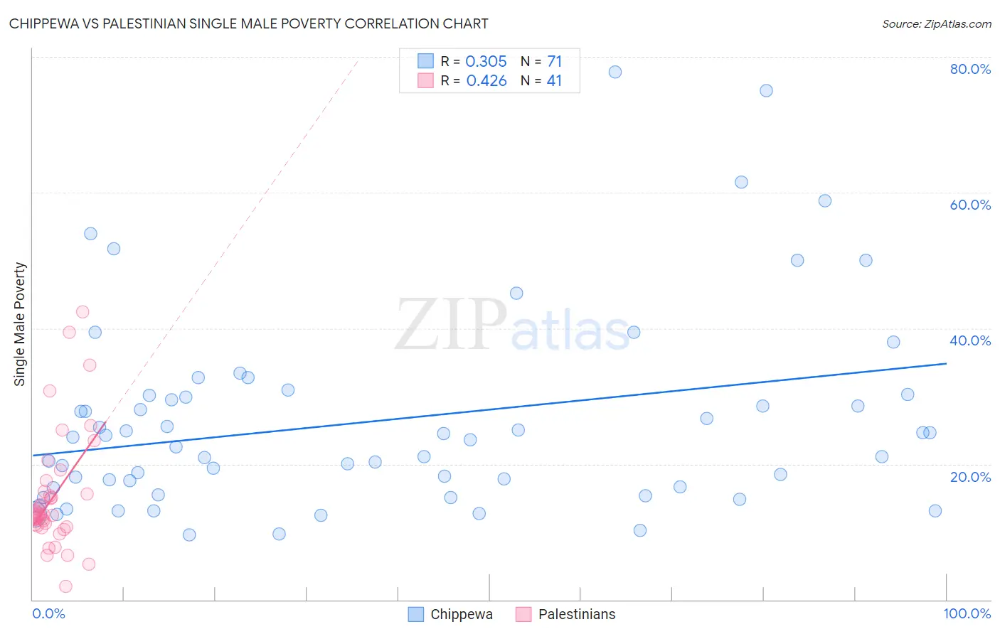 Chippewa vs Palestinian Single Male Poverty