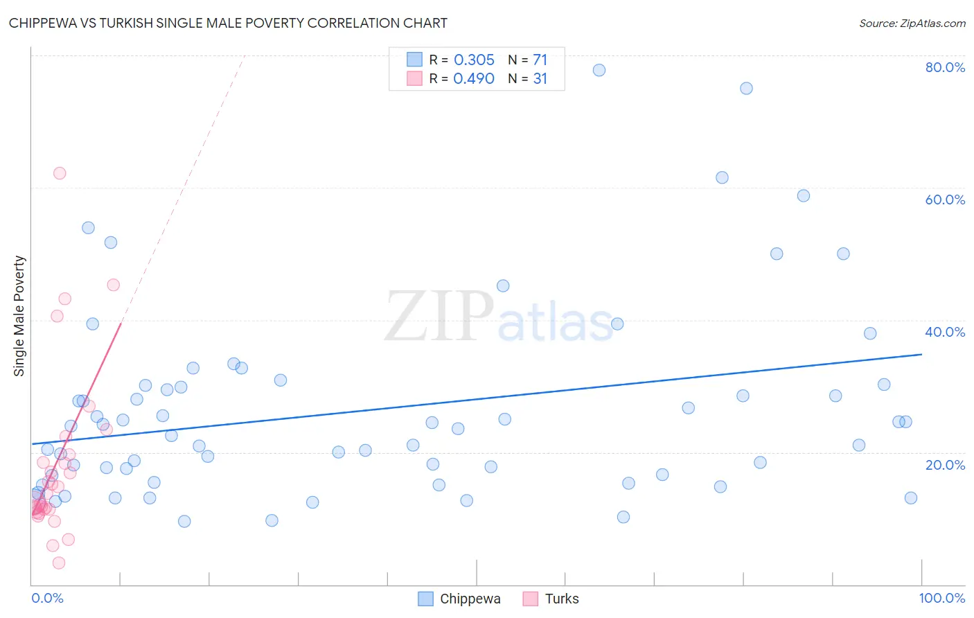 Chippewa vs Turkish Single Male Poverty