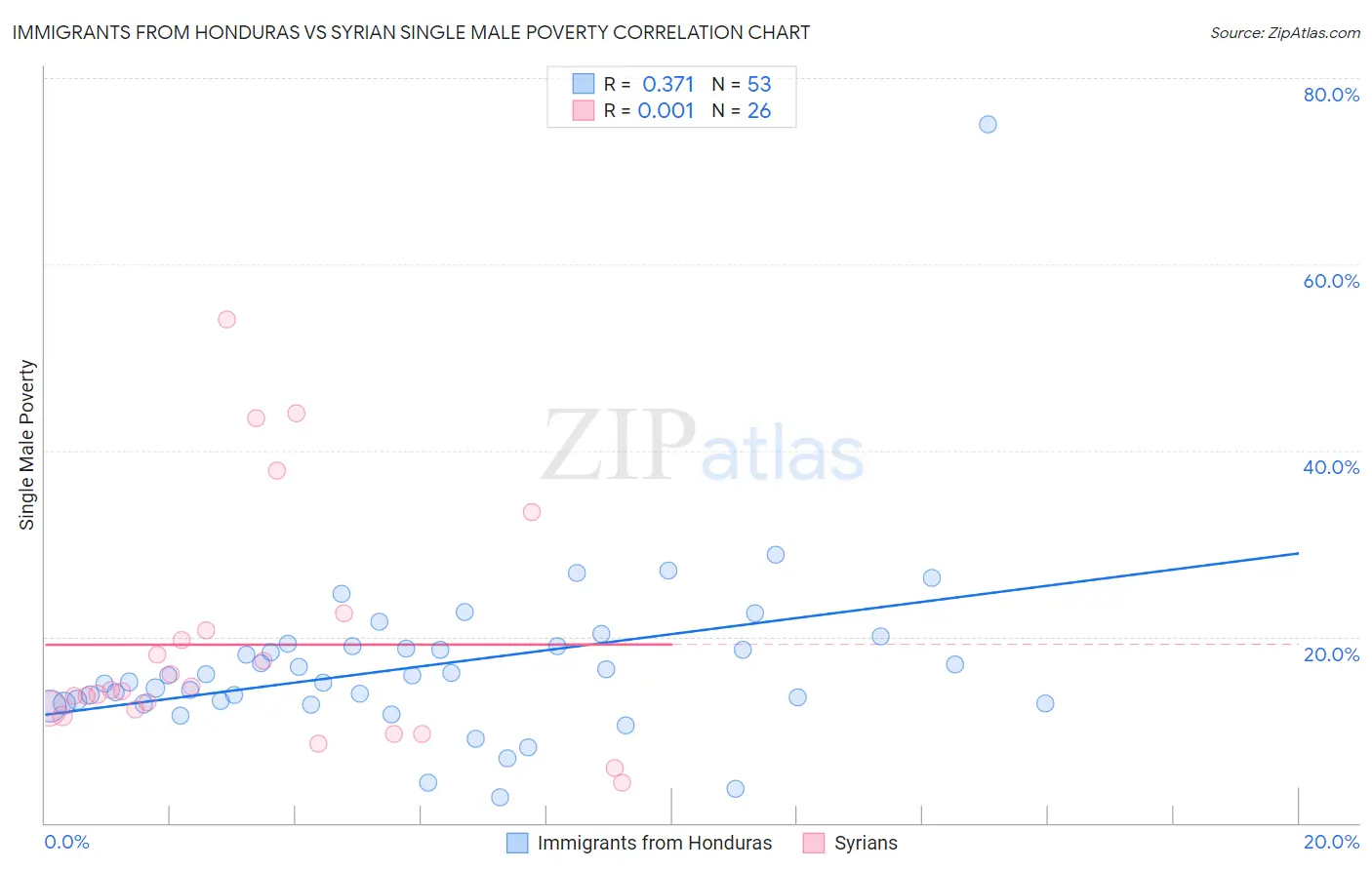 Immigrants from Honduras vs Syrian Single Male Poverty
