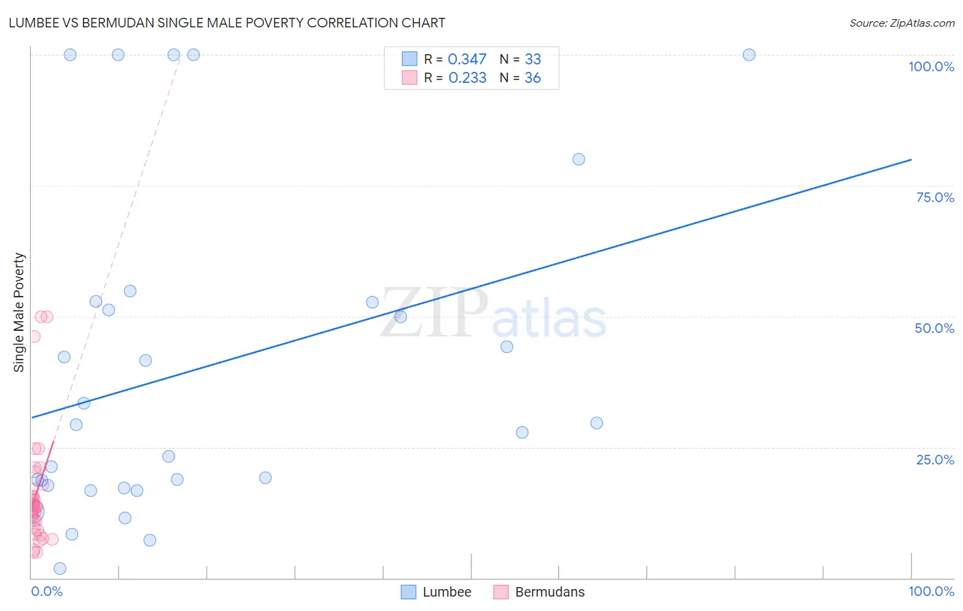 Lumbee vs Bermudan Single Male Poverty