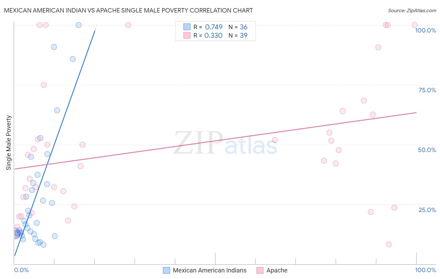 Mexican American Indian vs Apache Single Male Poverty