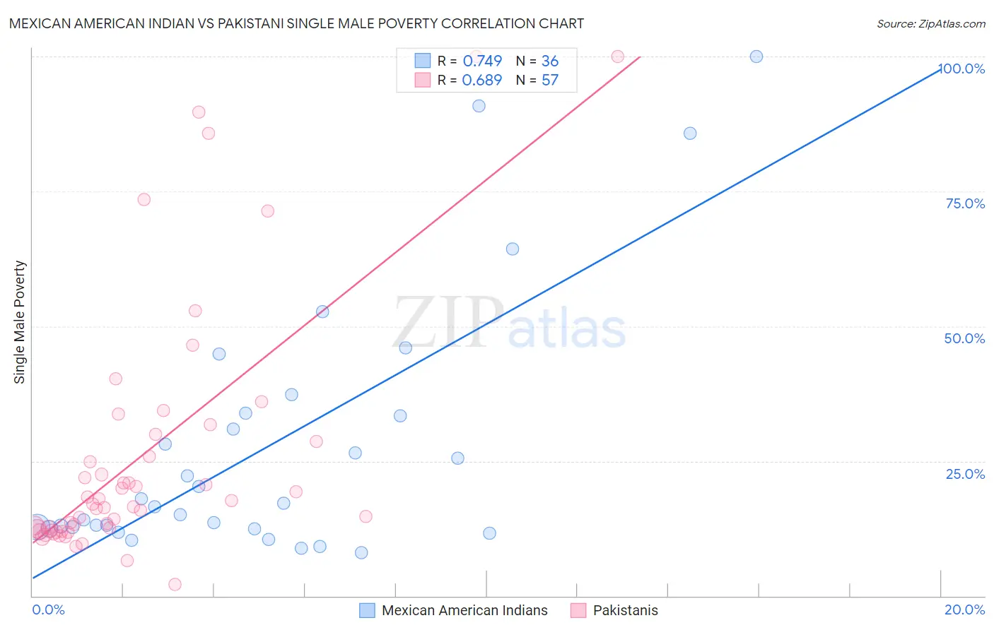 Mexican American Indian vs Pakistani Single Male Poverty