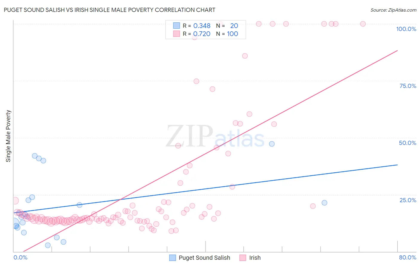 Puget Sound Salish vs Irish Single Male Poverty