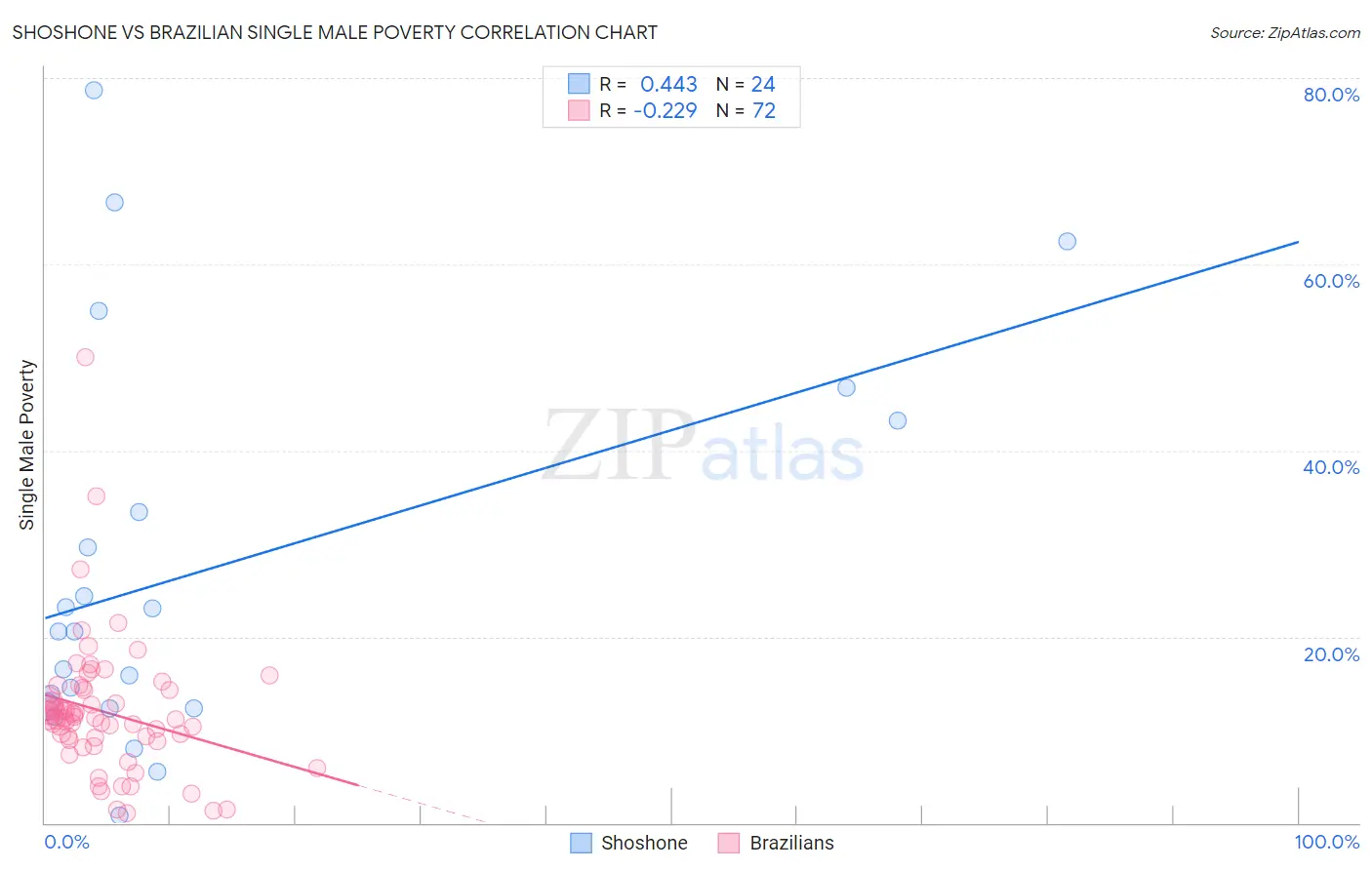 Shoshone vs Brazilian Single Male Poverty