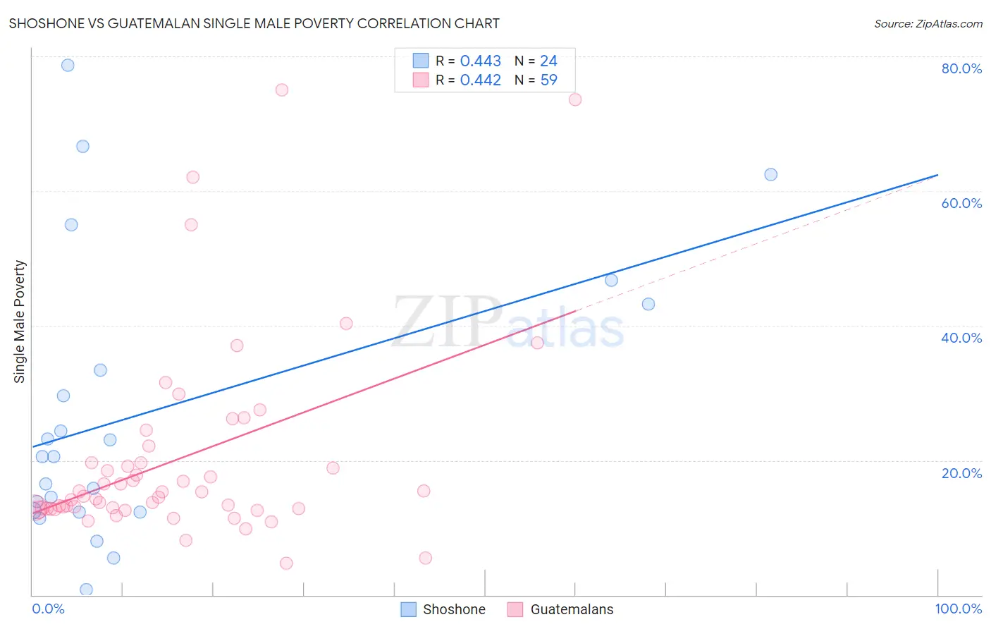 Shoshone vs Guatemalan Single Male Poverty