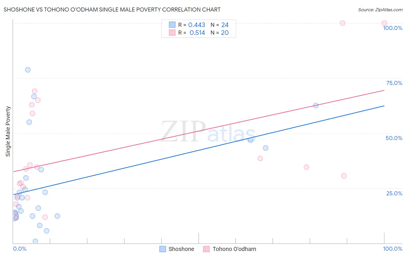 Shoshone vs Tohono O'odham Single Male Poverty
