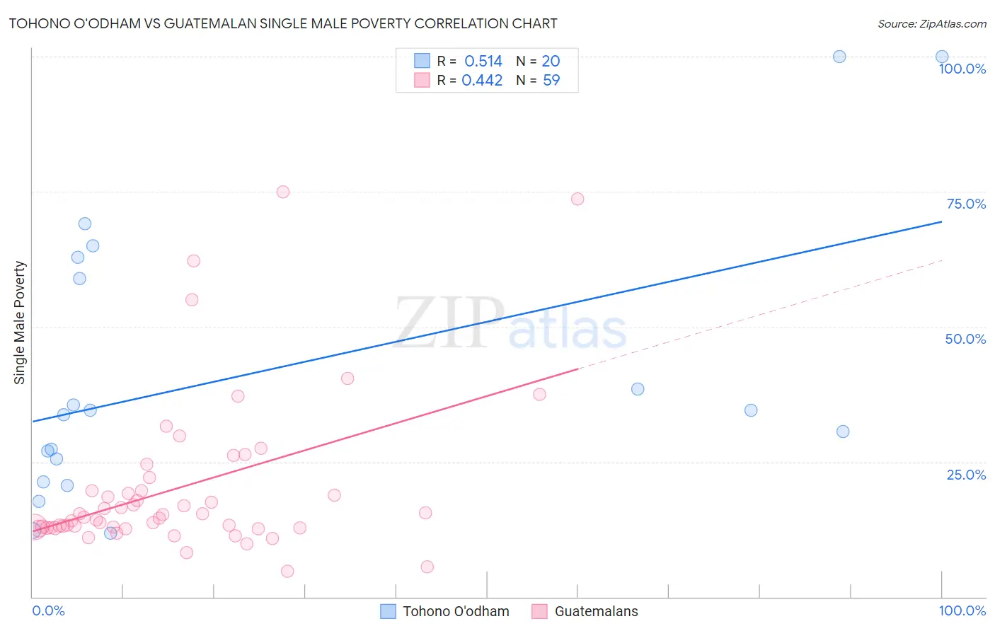 Tohono O'odham vs Guatemalan Single Male Poverty
