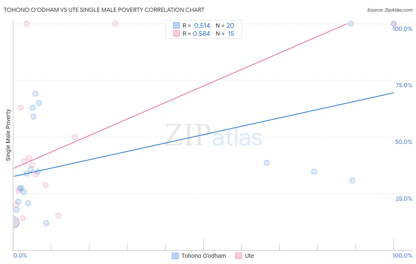 Tohono O'odham vs Ute Single Male Poverty