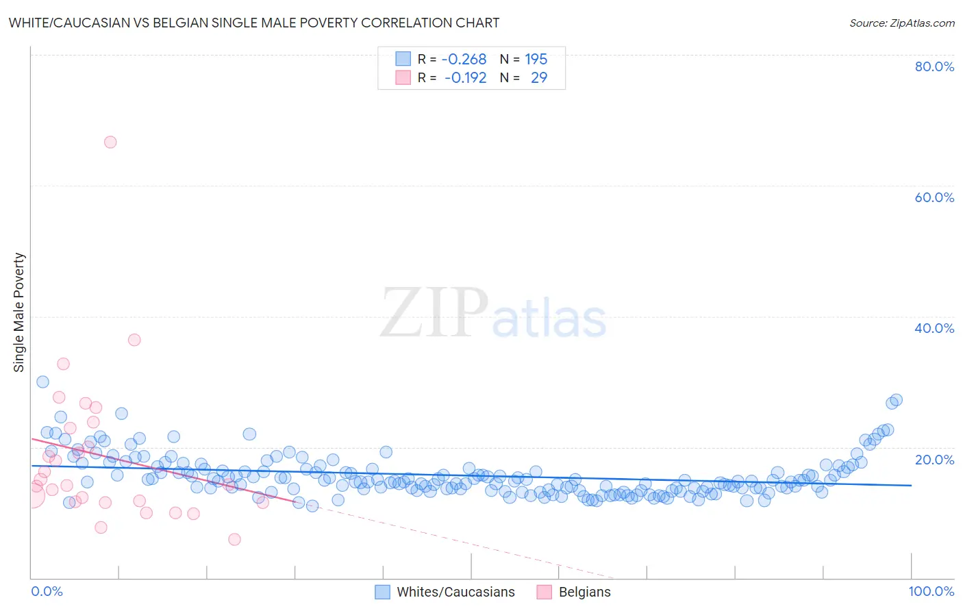 White/Caucasian vs Belgian Single Male Poverty