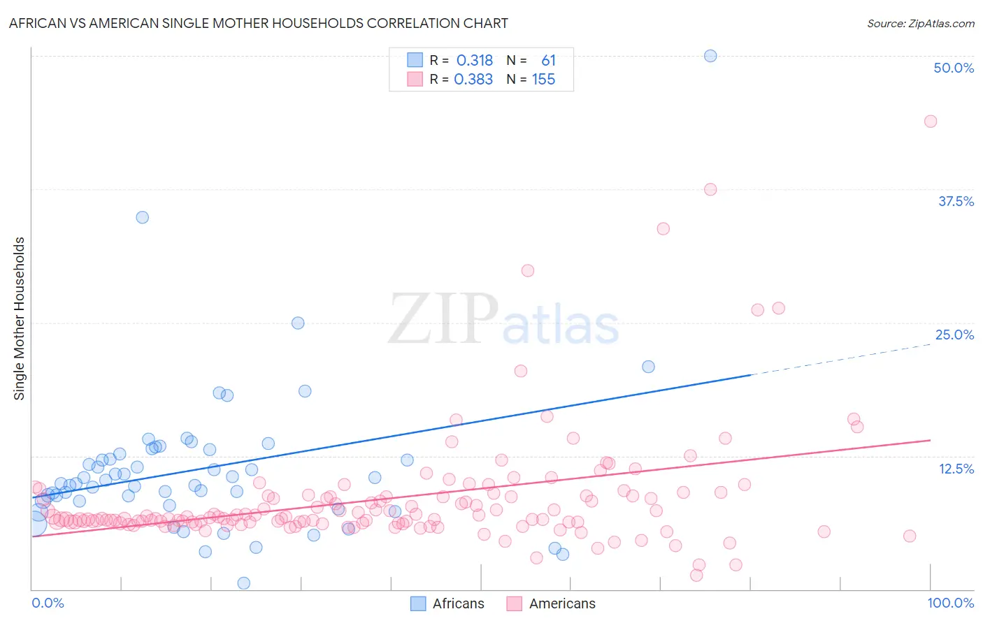 African vs American Single Mother Households