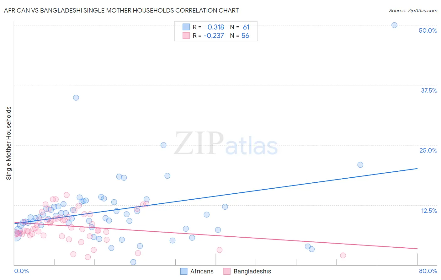 African vs Bangladeshi Single Mother Households