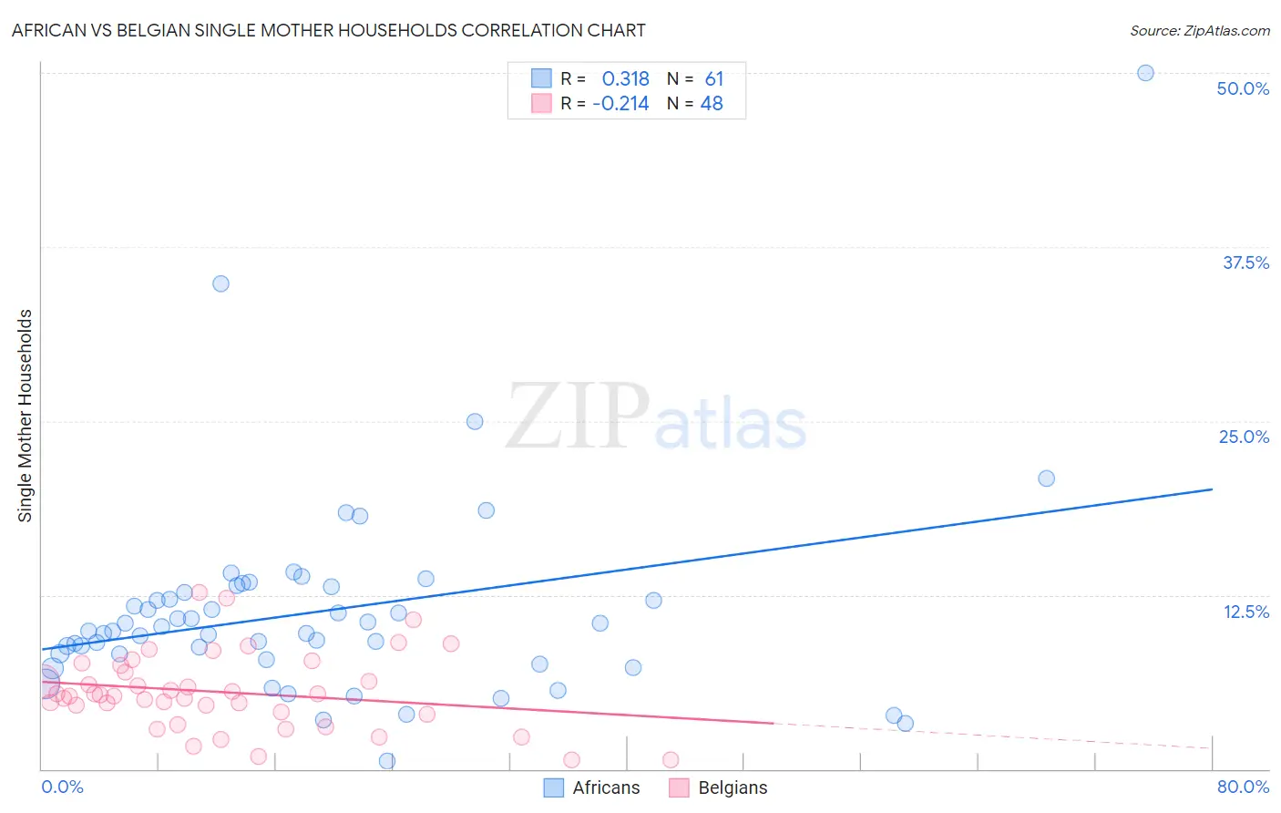 African vs Belgian Single Mother Households