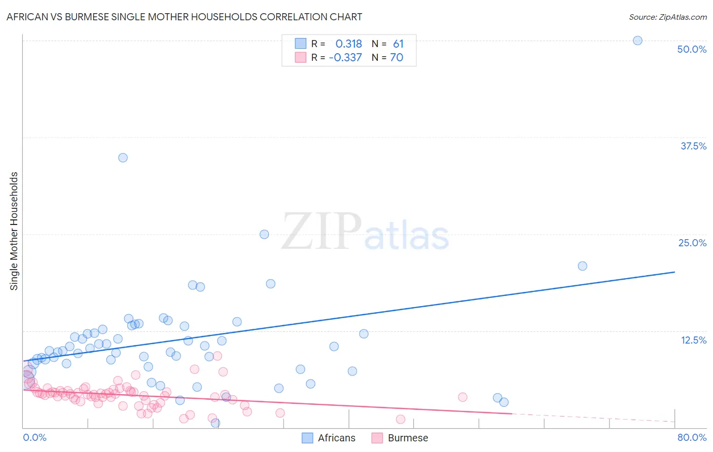 African vs Burmese Single Mother Households